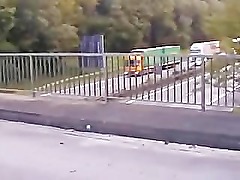 Girlfriend Gives a Blowjob Above the Highway