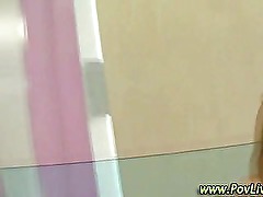 Horny teen amateur sucks dick