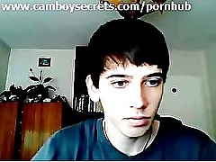 Cam boy pulling out his nice uncut cock