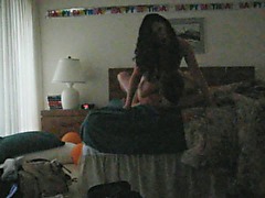 Curly girl in a birthday bang surprise!