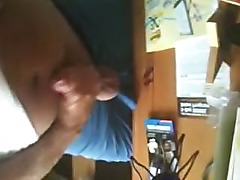 My man rubbing his pumped cock and cums