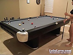 Webcam girl plays pool in lingerie then takes a bath