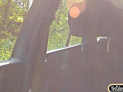 Teen slut Belle hitch hikes and nailed