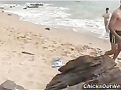 Girl fucking doggystyle on the beach