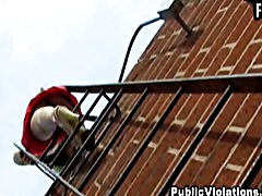 Blonde amateur fucked on the roof