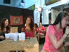 CFNM women clap and suck cock of male stripper