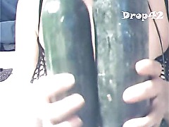 EspaÃ±ola burst with giant cucumber masturbation with audio