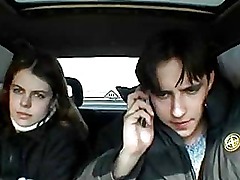 Amateur couple fuck in a car