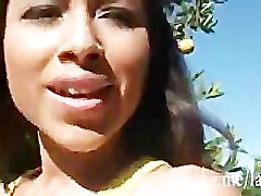Latin Cali Lee gives a blowjob and fucked outdoors