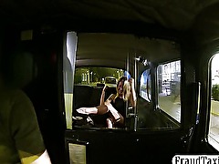 Real amateur hooker fuck and facial in a taxi