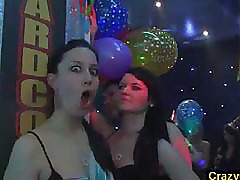 Cumshots on amateur party girls in public orgy