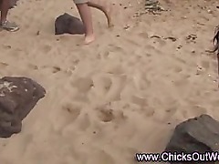 Outdoor couple fuck on the beach