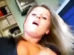 Girlfriend rides with white stocking on