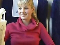 Amateur Young student couple is having sex in train