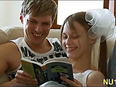 Guy kisses girls lips