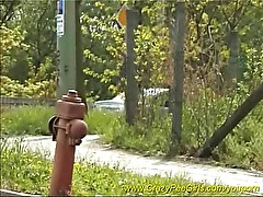young girl pissing in public