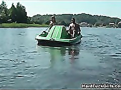 Titted blonde fucked hard in a boat