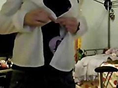 Sexy amateur emo goth webcam girl stripping on cam