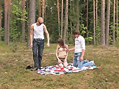 Amateur estonian threesome in the forest