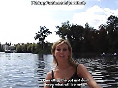 blonde sucks dick on a boat in full view of the city