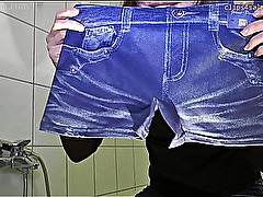 Jeans look bikini panty wetting