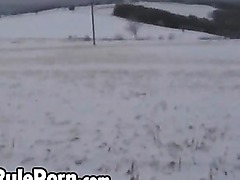 Wild Amateur Outdoor Fucking On Snow