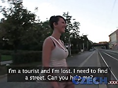 Czech Hottie sucks and fucks from behind in public