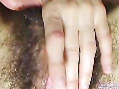 Natural hairy girl close up her kink bushy holes