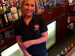 Rihanna Samuel - the beautiful bartender is being seduced at the local bar, where she is working already for a couple of months and did not see customers like this guy here.