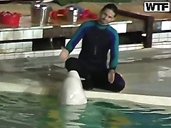 Sweet young dolphin trainer girl Natasha got hotly excited and seduced for naughty fuck right at her work place be her workmate dude.