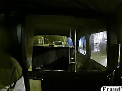 Real amateur hooker fuck and facial in the back of a taxi