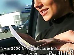 Amateur blondie Eurobabe fucked in a carpark for money
