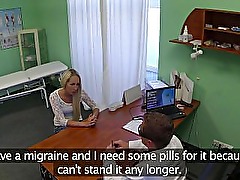 Hot blonde pussy fucked by fake doc on examining table