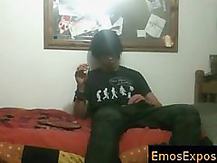 Black hiared and smoking emo getting his hands in his pants By EmosExposed part6