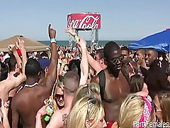 Guys and Girls Do Beer Bong At Celebration