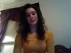 Shy teen gal on webcam