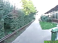 Playful babe pretty removes guys