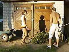 Hardcore amateur Threesome teens outdoor