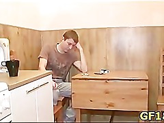 Guy sits and stares at his girlfriend getting fucked hard