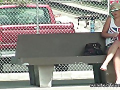Beautiful blonde teen fucks in car with stranger