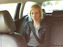 Blonde amateur fucks huge dick in cab