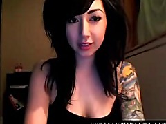 Petite Tattooed Brunette Showing Pussy On Cam