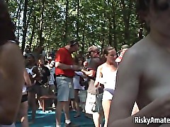 Wild amateur chicks partying like rock stars