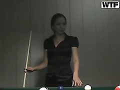 Natasha is young excellent student! She is modest and looks like she is innocent, but she always dreams about hardcore fucking! This guy feels this and called her for a billiard challenge.
