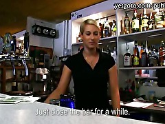 Real amateur blonde eurobabe Lenka pounded at the bar for cash
