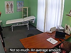 Doctor fucking slim hot brunette in his office