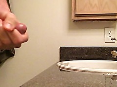 nice hard jerkoff in bathroom on counter cumshot